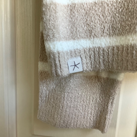 Barefoot Dreams CozyChic Lite Striped Cardigan Stone/Pearl SZ XL - Picture 13 of 16